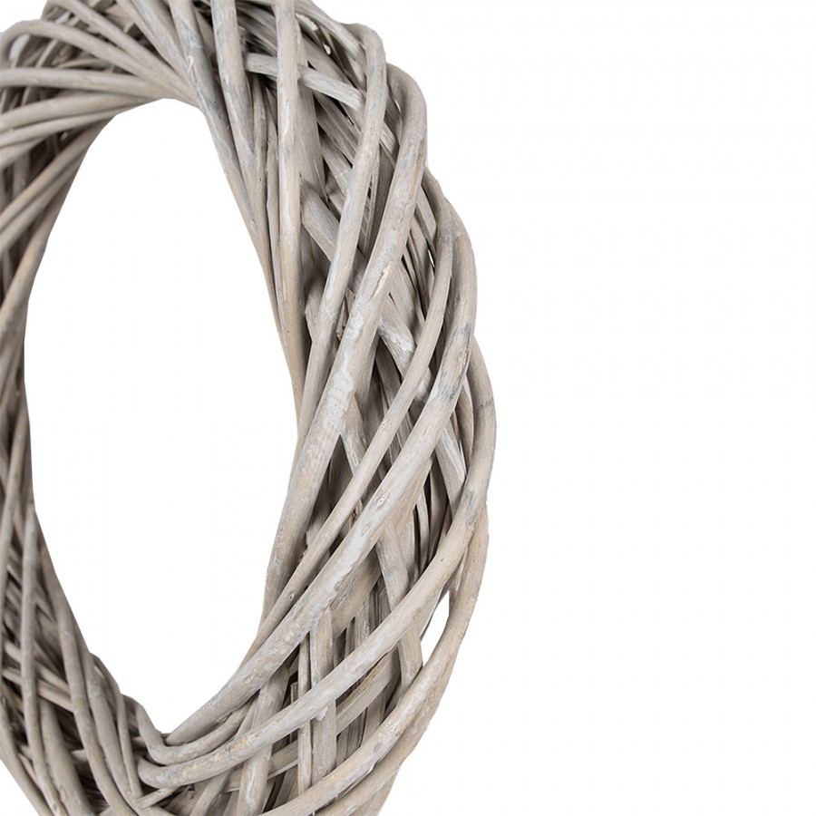 Přírodní šedý ratanový věnec Rattan L - Ø 50*9 cm Clayre & Eef Přírodní šedý ratanový věnec Rattan L - Ø 50*9 cm Clayre & Eef