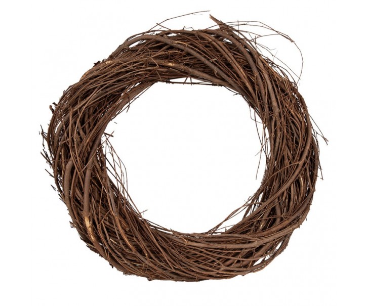 Přírodní hnědý proutěný věnec Woodly S - Ø 30*5 cm Clayre & Eef