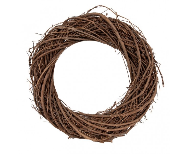 Přírodní hnědý proutěný věnec Woodly XS - Ø 25*5 cm Clayre & Eef