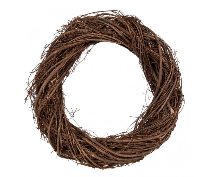 Přírodní hnědý proutěný věnec Woodly M - Ø 35*6 cm Clayre & Eef
