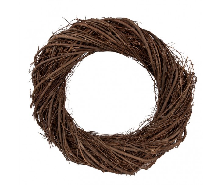 Přírodní hnědý proutěný věnec Woodly L - Ø 40*7 cm Clayre & Eef
