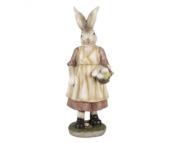 Dekorace králičí mamka s košíčkem vajíček - 14*11*38 cm Clayre & Eef