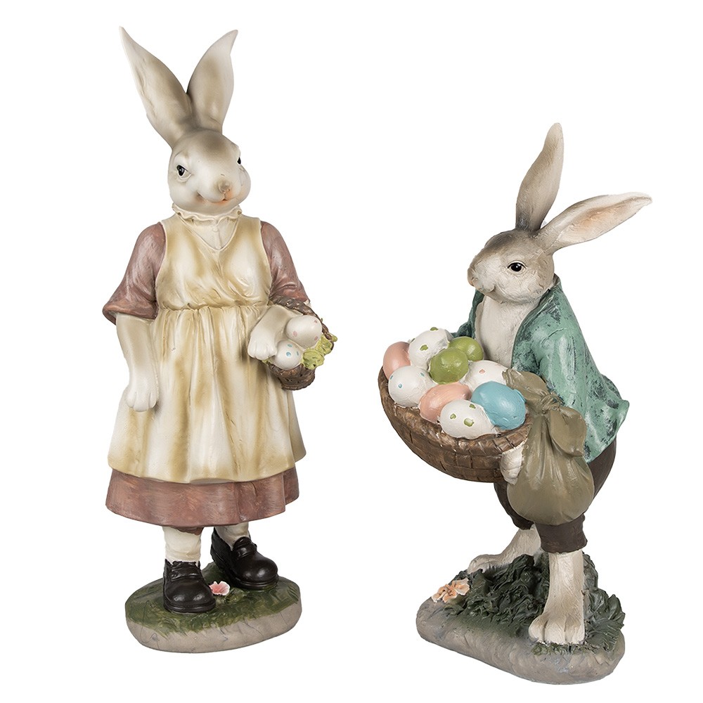 Dekorace králičí mamka s košíčkem vajíček - 14*11*38 cm Clayre & Eef Dekorace králičí mamka s košíčkem vajíček - 14*11*38 cm Clayre & Eef