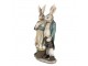Dekorace králičí taťka s mamkou držící ptáčka - 15*8*26 cm Clayre & Eef