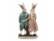 Dekorace králičí taťka s mamkou držící ptáčka - 15*8*26 cm Clayre & Eef