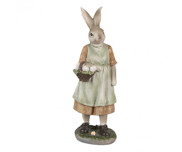 Dekorace králičí mamka s košíčkem vajíček - 9*8*25 cm Clayre & Eef
