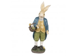 Dekorace králičí taťka v modrém saku s vajíčky - 17*10*38 cm
