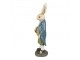 Dekorace králičí taťka v modrém saku s vajíčky - 17*10*38 cm Clayre & Eef
