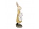 Dekorace králičí mamka v bílé zástěře s vajíčky - 14*11*38 cm Clayre & Eef