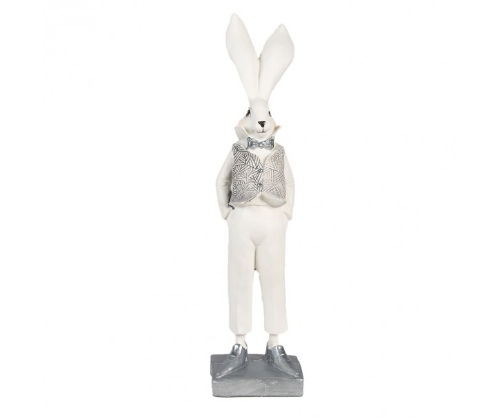 Dekorace socha bílý zajíc ve vestičce - 9*13*36 cm Clayre & Eef