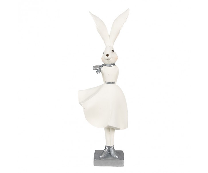 Dekorace socha bílá zaječice v šatech - 13*11*37 cm Clayre & Eef