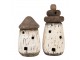 Bílo-hnědá přírodní dřevěná dekorace Maják - Ø 11*23 cm Clayre & Eef