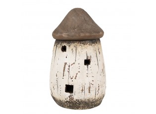 Bílo-hnědá přírodní dřevěná dekorace domek Nauticco - Ø 11*17 cm