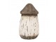 Bílo-hnědá přírodní dřevěná dekorace domek - Ø 11*17 cm Clayre & Eef