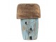 Modrá přírodní dřevěná dekorace domek - 6*4*10 cm Clayre & Eef