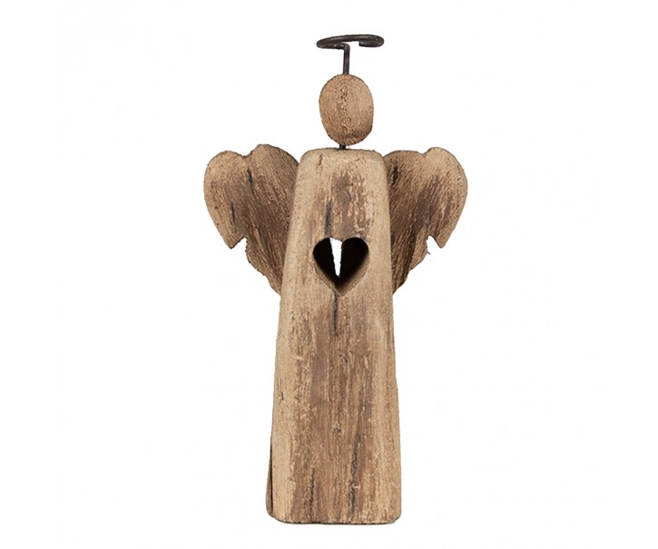 Dekorace dřevěný anděl Antique se srdíčkem - 13*5*22 cm