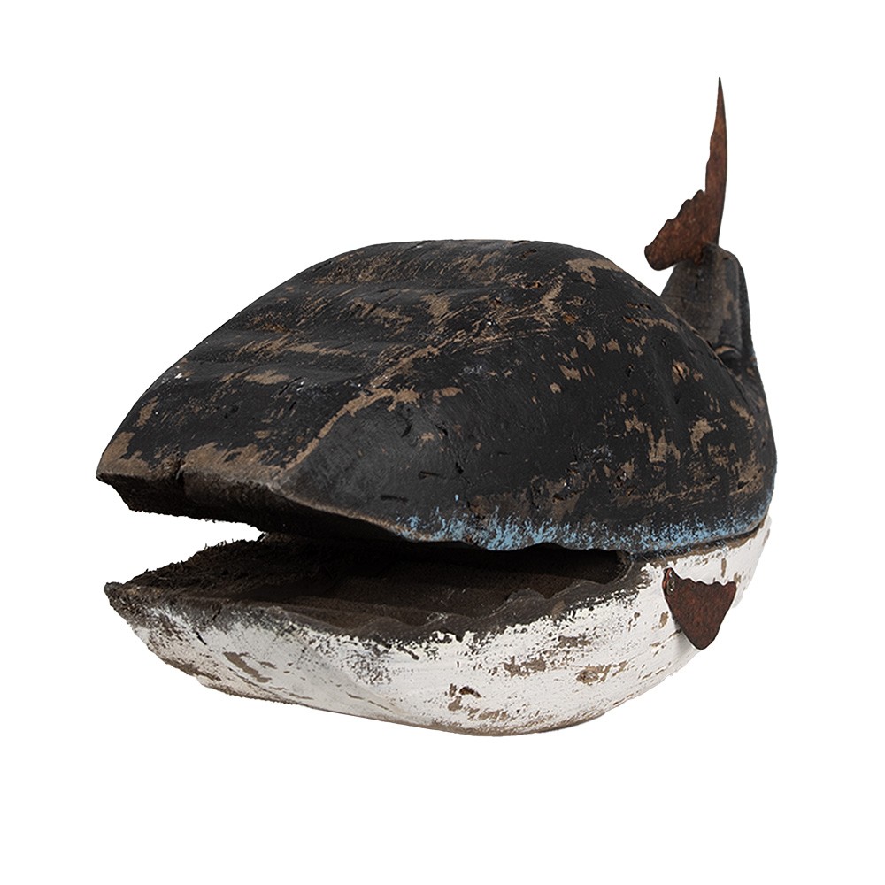 Černo-bílá dřevěná dekorace Velryba Nauticco - 36*15*23 cm Clayre & Eef Černo-bílá dřevěná dekorace Velryba Nauticco - 36*15*23 cm Clayre & Eef