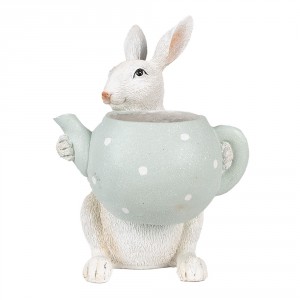 Dekorace králík s květináčkem ve tvaru konvičky - 17*17*23 cm