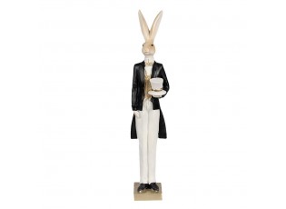 Dekorace zajíc elegán v černém fraku s kloboukem - 7*6*32 cm
