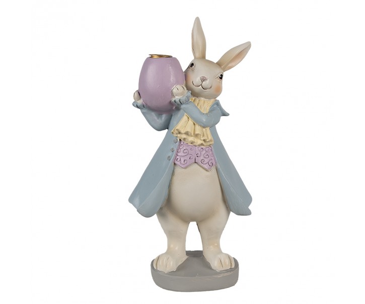 Dekorace králík držící vajíčko jako svícen - 10*8*20 cm Clayre & Eef