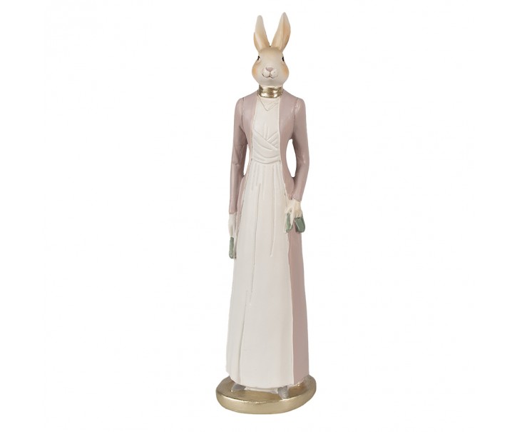 Dekorace králičí slečna v růžových šatech - 8*7*28 cm Clayre & Eef