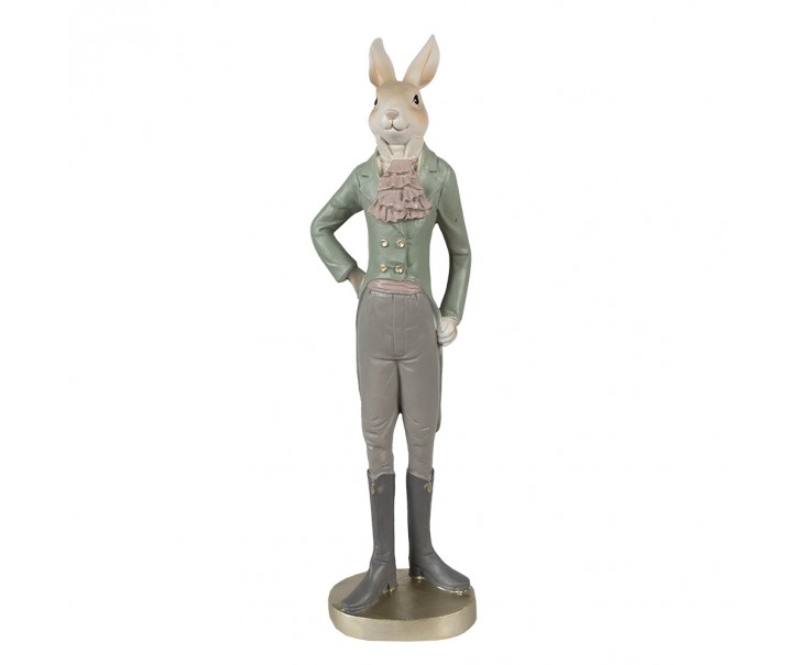 Dekorace králík elegán v zeleném fraku - 5*4*20 cm Clayre & Eef