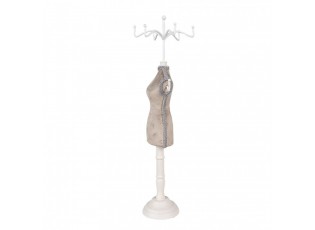 Béžovo-bílý stojan na šperky ve tvaru figuríny - 12*12*39 cm