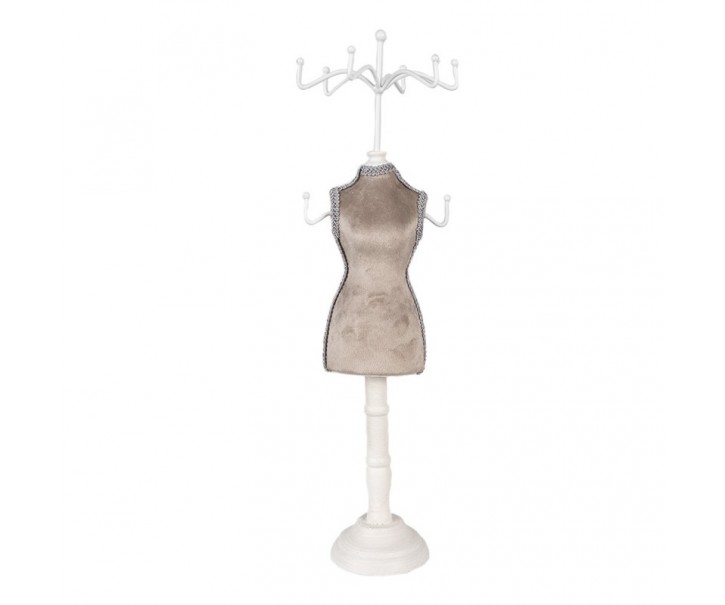 Béžovo-bílý stojan na šperky ve tvaru figuríny - 12*12*39 cm Clayre & Eef