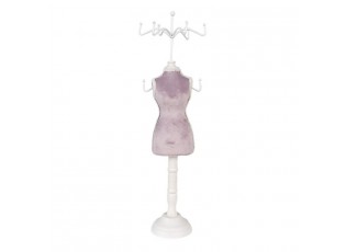 Fialovo-bílý stojan na šperky ve tvaru figuríny - 12*12*39 cm