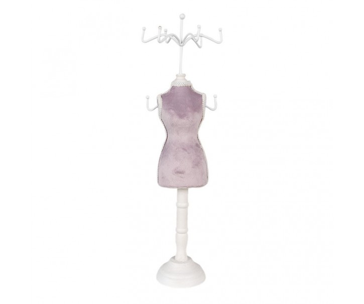 Fialovo-bílý stojan na šperky ve tvaru figuríny - 12*12*39 cm Clayre & Eef