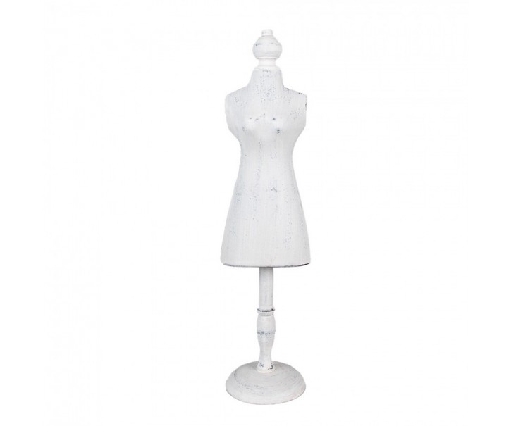 Bílý antik dřevěný stojan na šperky ve tvaru figuríny - 13*11*51 cm Clayre & Eef