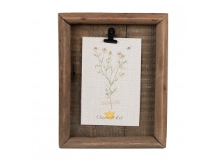 Hnědý antik dřevěný fotorámeček s klipem Clipp - 16*3*21 cm / 9*13 cm