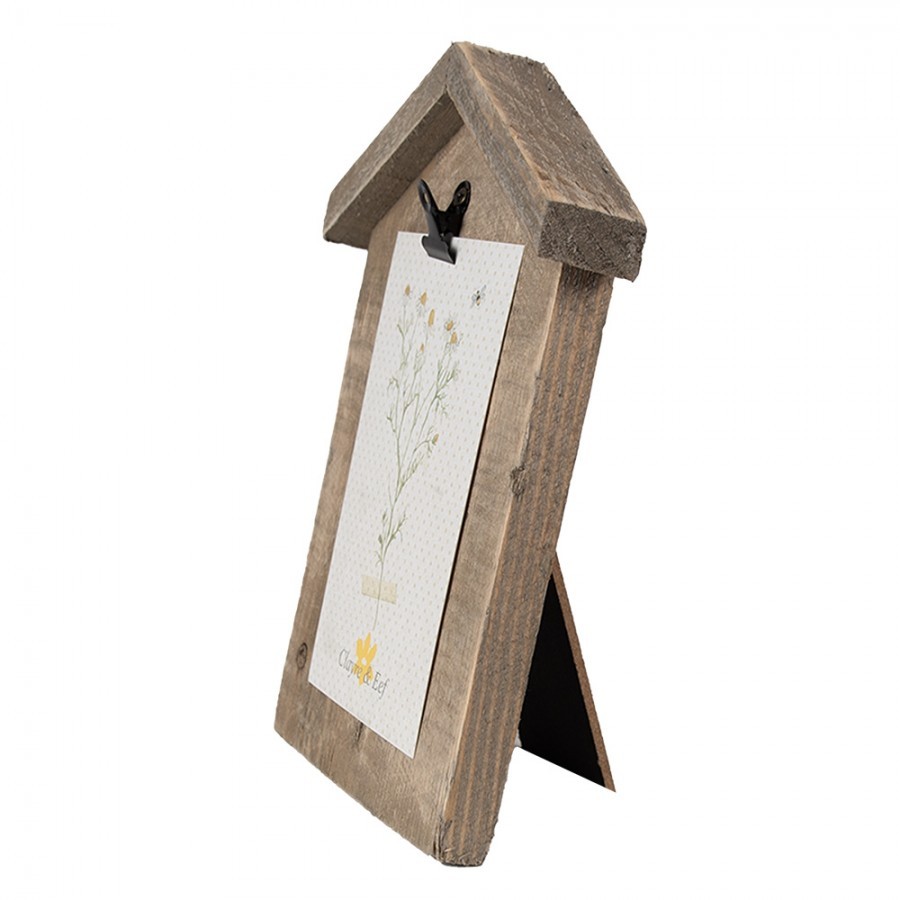 Hnědý antik dřevěný fotorámeček domek s klipem Clipp - 17*3*21 cm / 10*15 cm Clayre & Eef Hnědý antik dřevěný fotorámeček domek s klipem Clipp - 17*3*21 cm / 10*15 cm Clayre & Eef