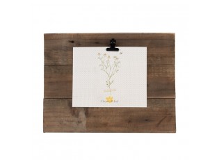 Hnědý antik dřevěný fotorámeček s klipem Clipp - 32*3*25 cm / 15*18 cm