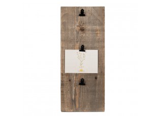 Hnědý antik dřevěný fotorámeček s klipem Clipp - 15*3*36 cm / 3x 9*13 cm