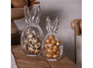 Skleněná dóza s víkem vajíčko s oušky S - Ø 6*12 cm