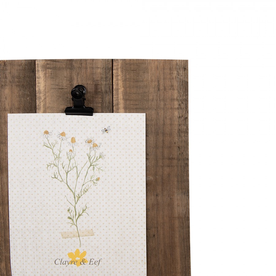 Hnědý antik dřevěný fotorámeček s klipem Clipp - 25*3*32 cm / 13*18cm Clayre & Eef Hnědý antik dřevěný fotorámeček s klipem Clipp - 25*3*32 cm / 13*18cm Clayre & Eef