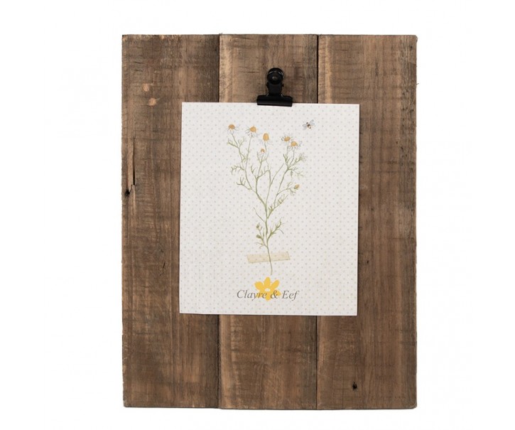 Hnědý antik dřevěný fotorámeček s klipem Clipp - 25*3*32 cm / 13*18cm Clayre & Eef