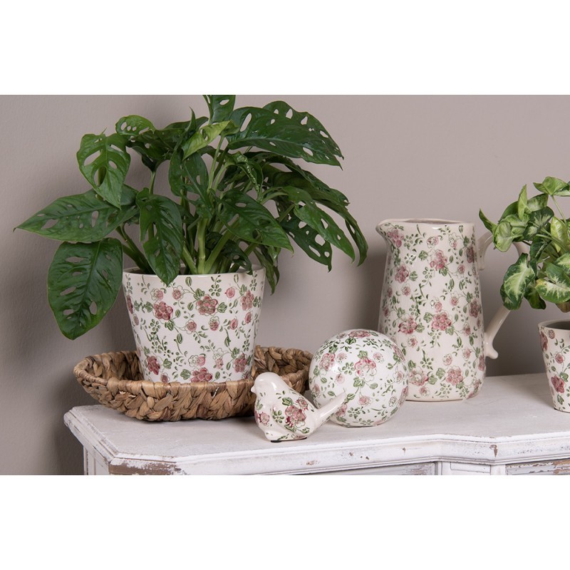 Keramický dekorační džbán s růžovými květy Lillia L - 20*14*23 cm Clayre & Eef Keramický dekorační džbán s růžovými květy Lillia L - 20*14*23 cm Clayre & Eef