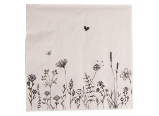 Béžové papírové ubrousky s květinami Flora And Fauna - 33*33 cm (20ks)
