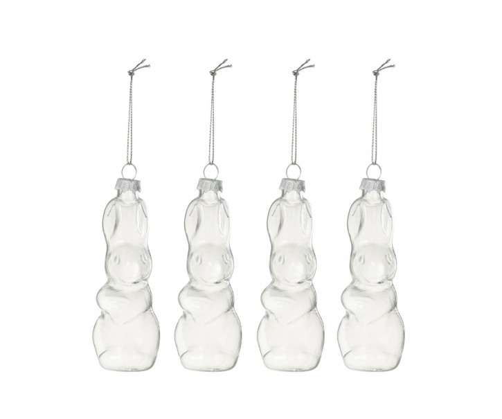 Set 4ks závěsná skleněná dekorace králíček - 4*4*11 cm J-Line by Jolipa