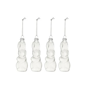 Set 4ks závěsná skleněná dekorace králíček - 4*4*11 cm