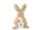Dřevěná dekorace králíček s kytičkou - 9*3*14 cm J-Line by Jolipa