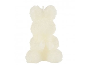 Bílá růžičková svíčka ve tvaru králíčka Rabbi Rose - 7*7*12 cm/ 8h