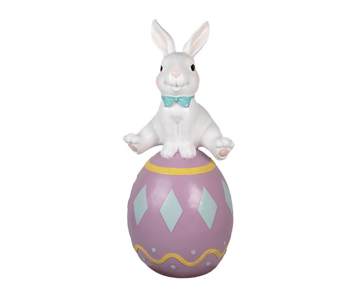 Veliká dekorace králík na fialovém vajíčku - 41*39*91 cm Clayre & Eef