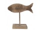 Hnědá antik dřevěná dekorace ryba na podstavci - 20*8*20 cm Clayre & Eef