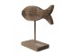 Hnědá antik dřevěná dekorace ryba na podstavci - 20*8*20 cm Clayre & Eef