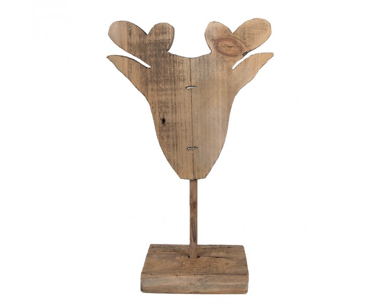 Hnědá antik dřevěná dekorace hlava sob na podstavci - 16*8*25 cm Clayre & Eef