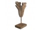 Hnědá antik dřevěná dekorace hlava sob na podstavci - 16*8*25 cm Clayre & Eef
