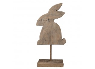 Hnědá antik dřevěná dekorace králík na podstavci - 14*8*30 cm